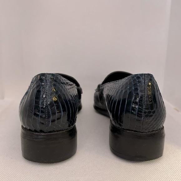 Carlos Falchi Black Reptile Print Leather Loafers Size 5 - EUC - Picture 9 of 12